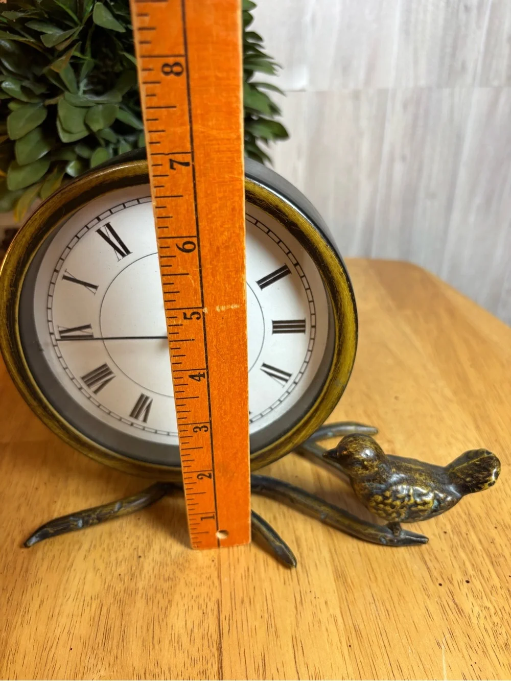 Rustic Bronze Finish Bird on Branch Analog Table Clock Decorative Home Decor